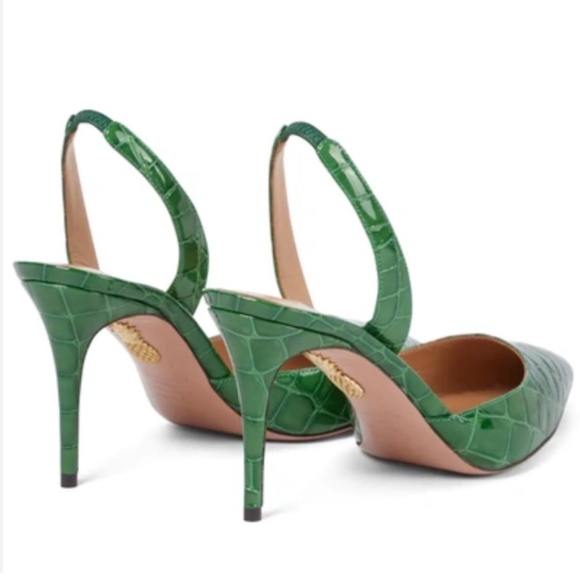 Aquazzura So Nude Pump 85 Croc-Effect Emerald green Slingback Leather Pu… - Picture 10 of 16